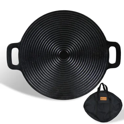 Produktbild von CCLIFE BBQ Grillpfanne Koreanische aus Gusseisen Runde Grillplatte