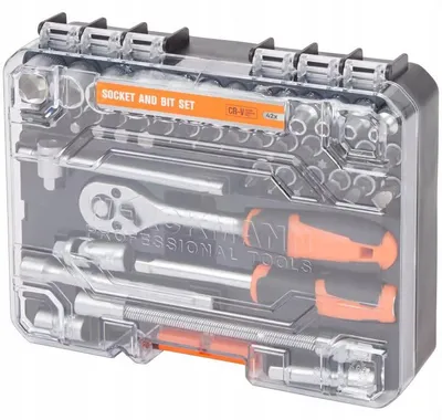 Produktbild von 1/4 Steckschlüssel-Set mit 72T-Ratsche und Bits-42-teiliges Cr-V-Set Werckmann