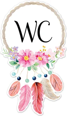 Produktbild von Türaufkleber Badezimmer WC Boho Blumen bunt I 17,3 x 10 cm I selbstklebend permanenthaftend I dv_1230
