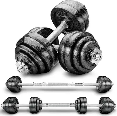Imagen del producto de Silecomplaza, juego de mancuernas 2 en 1, 15-60 kg | Juego de mancuernas de hierro fundido ajustable