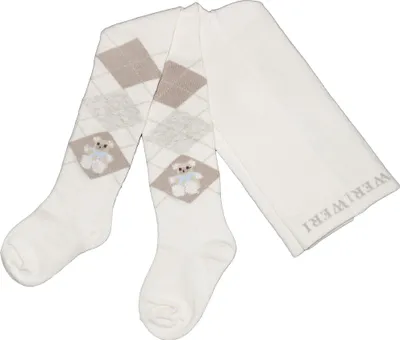 Produktbild von Kinderstrumpfhosen aus Baumwolle Kleiner Teddybär Creme Größe 68