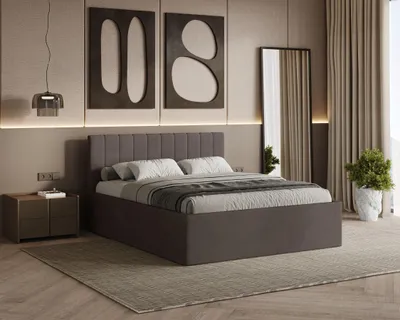 Produktbild von Polsterbett RETTAN mit Kopfteil, 180x200 cm, Doppelbett mit Bettkasten und Lattenrost aus Holz, Velourstoff, Farbe: Braun