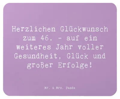 Produktbild von Mr. & Mrs. Panda Mousepad Spruch 46. Geburtstag Glückwünsche - Lavendeltraum - Geschenk, Freude, Mauspad, Geburtstagsdekoration, Mouse Pad, pc, Geburtstagskarte, Alter