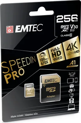 Immagine prodotto di Emtec mSD 256GB UHS-I U3 V30 A1 SpeedIN Pro + Adapter