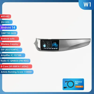 Imagen del producto de Reproductor multimedia Android 14 para coche – Sistema de audio estéreo – Pantalla táctil de 9 pulgadas – CarPlay inalámbrico