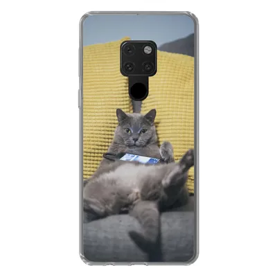 Produktbild von MuchoWow® Handyhülle Schutzhülle Hülle für Huawei P40 Lite Katze - Bank - Faule Silikon Softcase Handy Hülle - Handy