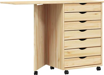 Produktbild von Rollwagen mit Schreibtisch MOSS Klarlack 105,5 x 39 x 74,5 cm