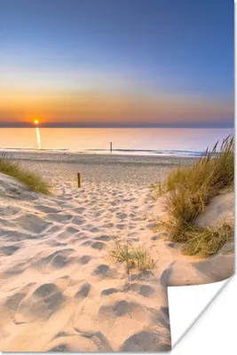 Produktbild von MuchoWow® Poster Düne - Sonnenuntergang - Horizont - Strand - Gras 20x30 cm - Papierdruck