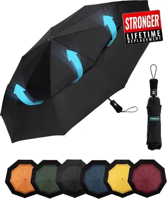 Produktbild von Chakipee Kompakter Taschenschirm Automatik 102 cm Schwarz