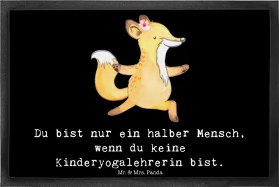 Produktbild von Mr. & Mrs. Panda Schmutzmatte Kinderyogalehrerin Herz 40 x 60 cm - Schwarz - Geschenk, Schmutzfänger, Gummimatte, Eingangsteppich, Fussmatte, Fußabtreter