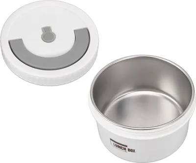 Obrázek produktu pro Bento Box Kulatý 600ml obědový kontejner z nerezové oceli Těsné těsnění Důkaz o úniku Izolovaný přenosný kontejner na potraviny Mléčně bílý