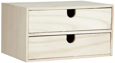 Produktbild von Schubladenbox Holz mit 2 Schubladen, 24 x 13,3 x 16 cm, beige, zum Gestalten
