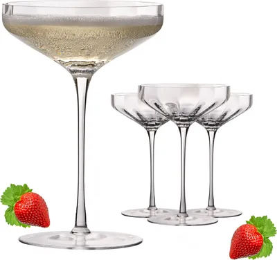 Produktbild von IMPERIAL große Sektschalen gewellt 320ml Sektgläser Set 4-Teilig "Cali" Champagnergläser aus Crystalline Glas Handmade