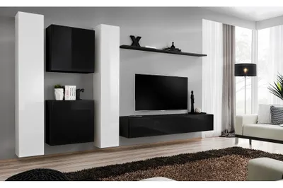 Zdjęcie produktu dla Ściana do salonu RIONATA 6 - biała / czarna