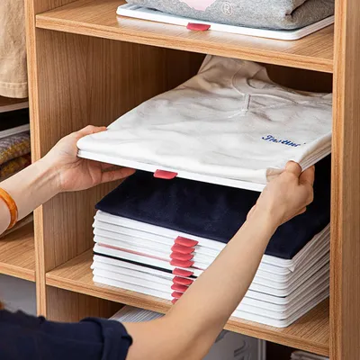 Produktbild von T-Shirt-Organizer - Set von 10 Kleiderorganisatoren abnehmbare stapelbare Kleiderboxen - Faltbares Shirt Empfangsboard - Shirt-Teiler Organizer (mittel)