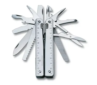 Imagen del producto de Victorinox, herramienta multifunción, Swiss Tool X Plus, color plateado (38 funciones, cuchilla de bloqueo, alicates combinados, sacacorchos, destornillador pequeño)