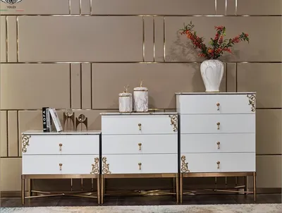 Produktbild von Set 3er Kommode Schrank Hochschrank Design Kommoden Schränke Tisch Neu 3tlg. Set