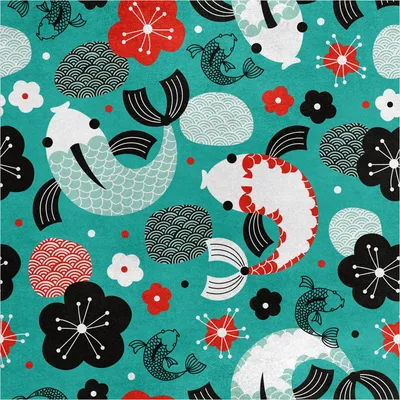 Image de Royal Velvet Tissu Polyester A coudre - Motif poisson asiatique