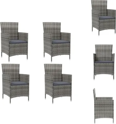 Produktbild von vidaXL Gartenstühle mit Kissen 4 Stk. Poly Rattan Grau -  Gartenstühle