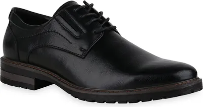Produktbild von Mytrendshoe Herren Klassische Schnürer Blockabsatz Elegante Business Schuhe 836060, Farbe: Schwarz, Größe: 40