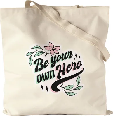Produktbild von Be Your Own Hero Jutebeutel Stoffbeutel Canvas Spruch Motiv Geschenk für Superheldinnen Frauenpower Frauentag Feminismus