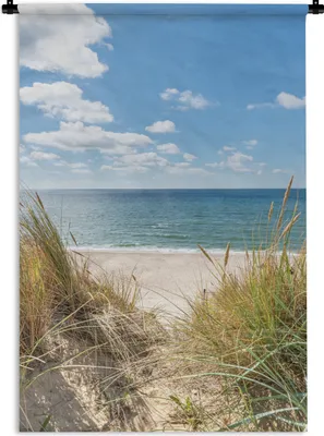 Produktbild von MuchoWow® Wandteppich Wandbehang Düne - Gras - Meer - Strand 60x90 cm Tapisserie Dekoration Wandtuch - Foto-Teppich - Abwaschbar