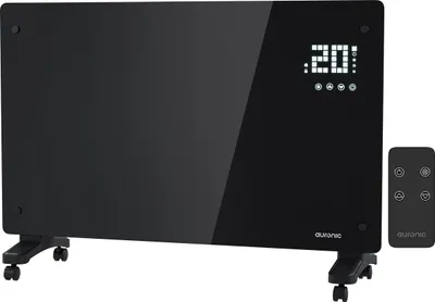 Produktbild von Auronic Konvektorheizung 2000W Schwarz - Glas-Panel mit Thermostat - Timer - Fernbedienung