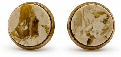 Produktbild von BEYSTON Ohrstecker mit Ostseebernstein 12 mm, in Beige und Oliv, Edelstahl in Goldfarbe, KI-generiertes Bild