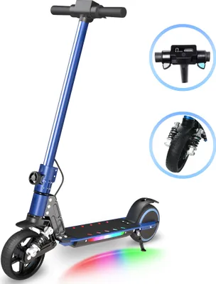 Produktbild von Elektroscooter Mit Stoßdämpfende Funktion, LED-Anzeige E Scooter, Faltbarer Elektroroller Geschenk Für Kinder und Jugendliche Ab 6-16 Jahren- Blau