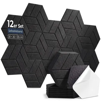 Produktbild von Selbstklebende Hexagon Schallschutzpaneele 30 x 26 cm