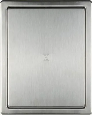 Produktbild von Hacon Revisionsklappe, Edelstahl gebürstet, 200x250mm, mit Einbaurahmen, abgerundetes Profil, DIN 1.4301, Push-to-close Verschluss, Schraubendreheröffnung