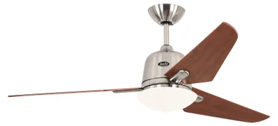 Produktbild von Energiespar Deckenventilator mit Beleuchtung und Fernbedienung Eco Aviatos 132 cm Chrom gebürstet / Kirschbaum