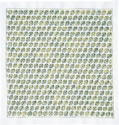 Zdjęcie produktu dla Zestaw do haftu Olympus Hitomezashi Sashiko "Hana Fukin Leaves", tkanina drukowana, 34x34cm, oryginał z Japonii