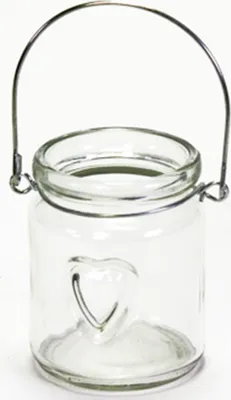Produktbild von 12 x Windlichter aus Glas mit Herz und Henkel