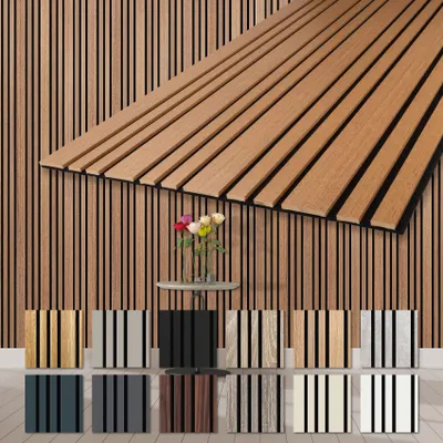 Produktbild von HEXIM Akustikpaneele 278x60cm Holz Mila - flexible Holzpaneele Platten Wandpaneele Wanddeko Kombipaneel Wandverkleidung Schalldämmung Akustikfilz braun (1.67m² Teak)