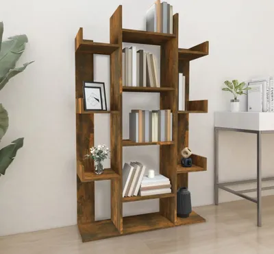 Obrázok produktu pre Maison Exclusive - Knižnica z dymového dubu 86x25,5x140 cm Drevený materiál