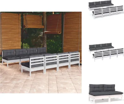 Produktbild von vidaXL 9-tlg. Garten-Lounge-Set mit Kissen Kiefer Massivholz -  Gartenmöbel-Sets