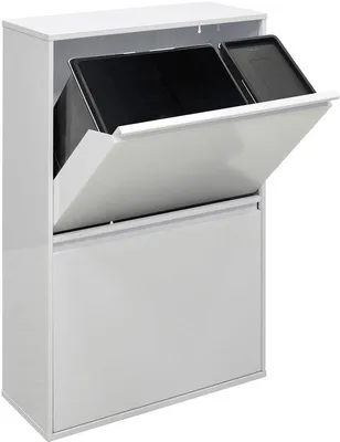 Productafbeelding van Ibenzoa® afvalsorteersysteem voor de keuken – 4 compartimenten, uitneembare binnenbakken van elk 17 liter, staal, diepte 24,5 cm, vrijstaand en wandmontabel