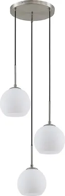 Produktbild von Lindby Hängelampe Jurian, Ø 32 cm, 3-flg., nickel/opal, Glas