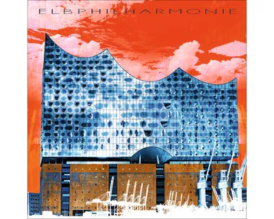 Produktbild von Glasbild Hamburg Elbphilharmonie rot blau 80x80 cm