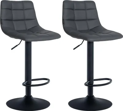 Produktbild von CLP 2er Set Barhocker Jerry Kunstleder höhenverstellbar und 360 drehbar | Farbe grau Gestell Farbe schwarz
