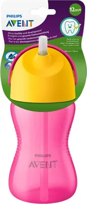 Zdjęcie produktu dla Philips AVENT Kubek z giętką słomką — 300 ml, 12 m+, 1 sztuka w opakowaniu, Butelka do picia, 1 mies., Różowy, Żółty, Indonezja, 300 ml, 1 szt.