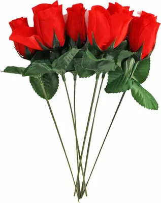 Produktbild von 6 Stück Rote Rosen künstlich - ca. 25 cm