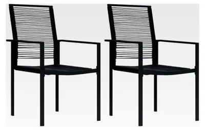 Produktbild von Gartenstühle 2 Stück, Relaxsessel für den Außenbereich, PVC Rattan Schwarz