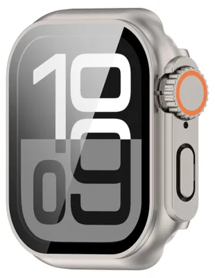 Produktbild von INF Schutzhülle für Apple Watch - Hart-PC & gehärtetes Glas Silber 44 mm