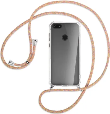 Produktbild von Handykette Backcover-Schutzhülle mit Band (Metall silberfarben) für Motorola Moto E6 Play - Rainbow