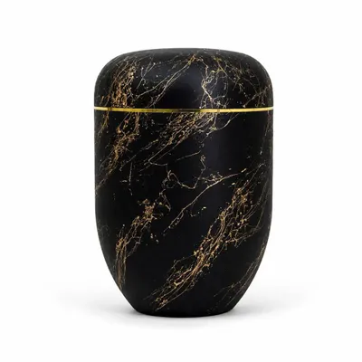 Produktbild von Bio Urne für Asche Schwarz Gold – Biologisch Abbaubare Feuerbestattungsurne – Moderne Elegante Erinnerungsurne für Erwachsene – Stilvolle Trauerurne m