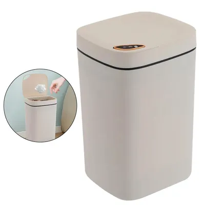 Produktbild von Sensor Mülleimer 16L Automatisch mit Deckel, berührungsloser Abfalleimer mit 3 Öffnungsmodi, geruchsdicht, rechteckig, milchig weiß