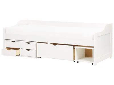 Produktbild von BELIANI Tagesbett Weiß Kiefernholz mit Lattenrost 90 x 200 cm Stauraum Schubladen Einzelbett Modern Skandi Gästezimmer Kinderzmmer Jugendzimmer