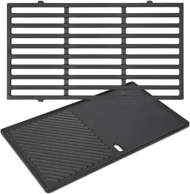 Immagine prodotto di Griglia e piastra per barbecue, diametro 44,5 cm, in ghisa, adatte per barbecue a gas, per uso esterno